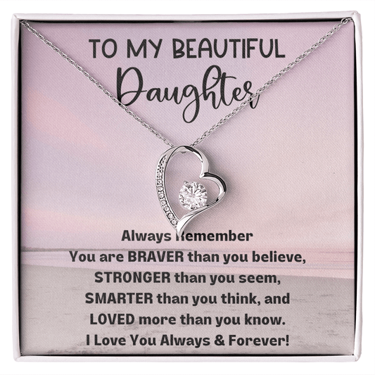 To Daughter From Mom Or Dad - Heart Necklace Gift To Daughter - Heart Chain Gift For Daughter