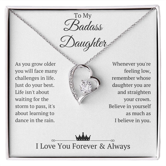 To My Badass Daughter Necklace From Mom Or Dad, Gifts For My Daughter, Daughter Gifts From Dad
