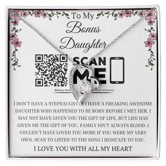 To My Bonus Daughter Stepdaughter From Stepmom - Family Isn't Always Blood - Heart Necklace Gift