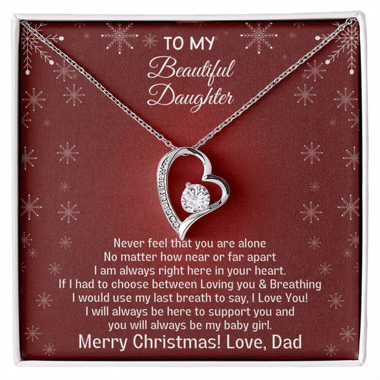 Daughter Gifts From Dad, Heart Pendant Daughter Necklace Gift, To My Daughter From Dad, Christmas Jewelry For Girls, Christmas Present For Teen