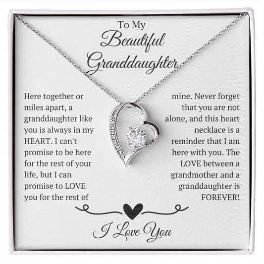 To My Beautiful Granddaughter Heart Necklace Gift, Granddaughter From Grandma Gift, To Granddaughter Love Grandma