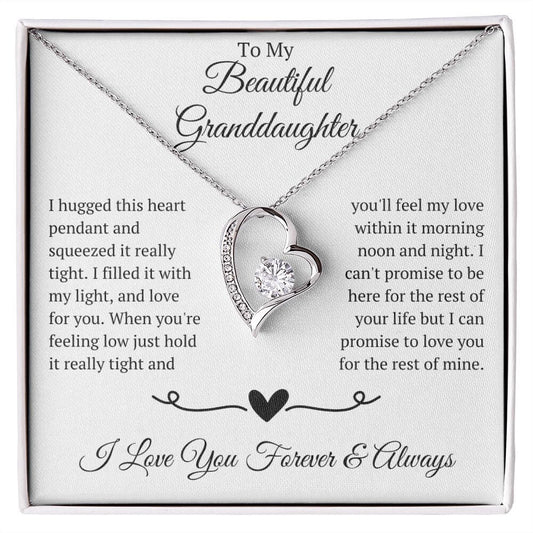 To My Beautiful Granddaughter From Grandma Grandpa, Heart Necklace Gift To Granddaughter