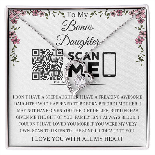 To My Bonus Daughter Stepdaughter From Stepfather - Family Isn't Always Blood Heart Necklace