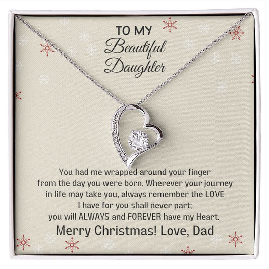 Daughter Gifts From Dad, Heart Pendant Daughter Necklace Gift, To My Daughter From Dad, Christmas Jewelry For Girls, Christmas Present For Teen