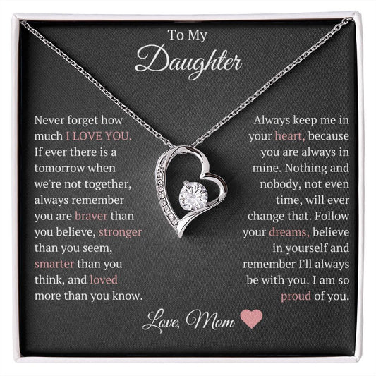 To My Daughter Heart Necklace Braver Than You Believe I Am Proud Of You Love Mom