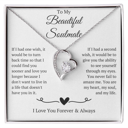 To My Beautiful Soulmate Necklace, Heart Pendant Necklace Gift, You Are My Heart, My Soul, & My Life