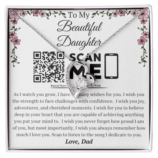 To My Beautiful Daughter Heart Necklace - My Wish For Your Life - So Proud Of You - Love Dad