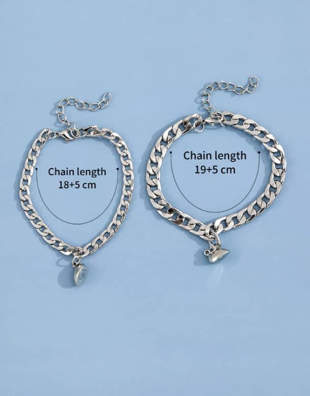 2 Piece Couples Bracelet Heart Shape Magnetic Set - Matching Bracelet Gift For Him/Her