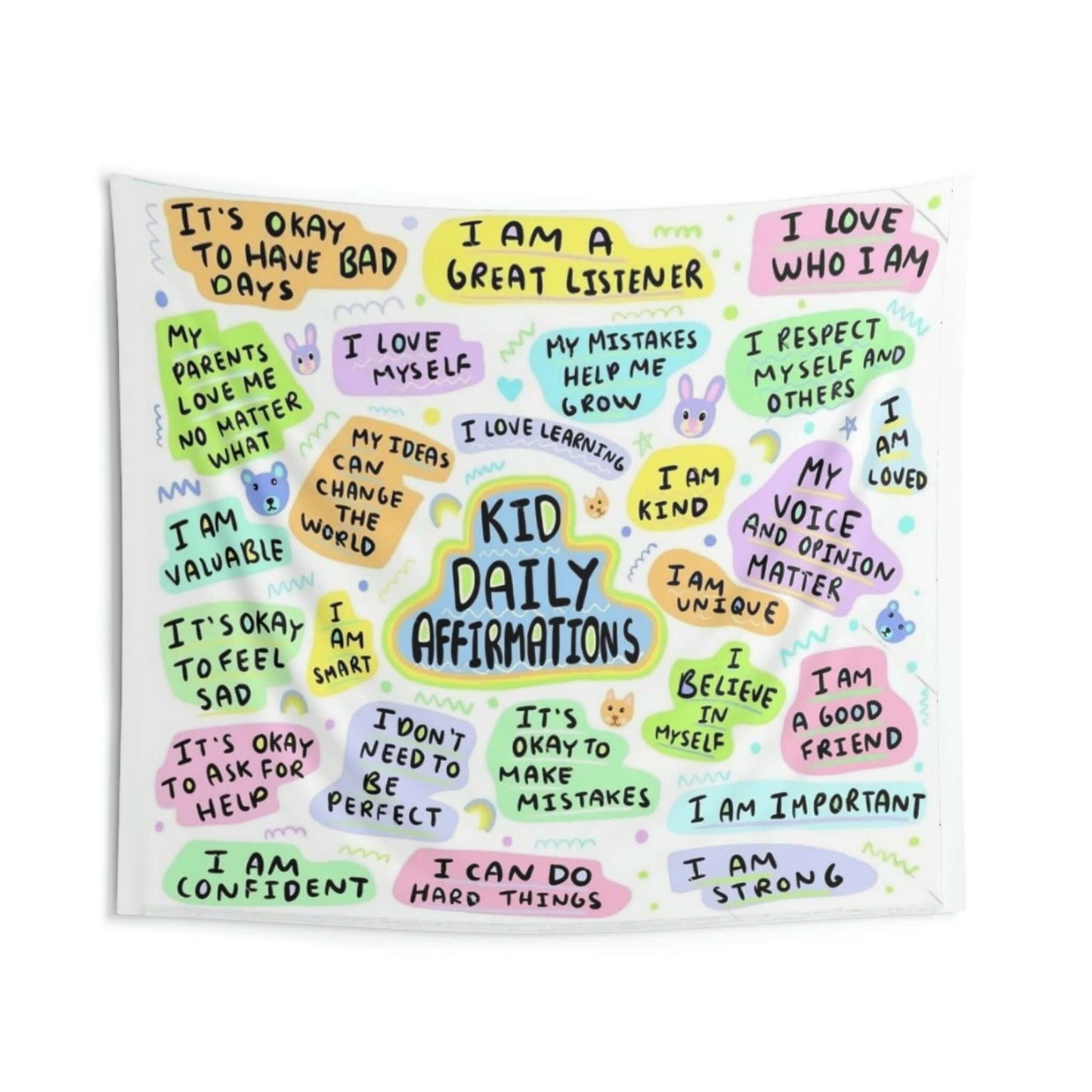 Kid Daily Affirmations Wall Hanging - Positive Wall Art Tapestry