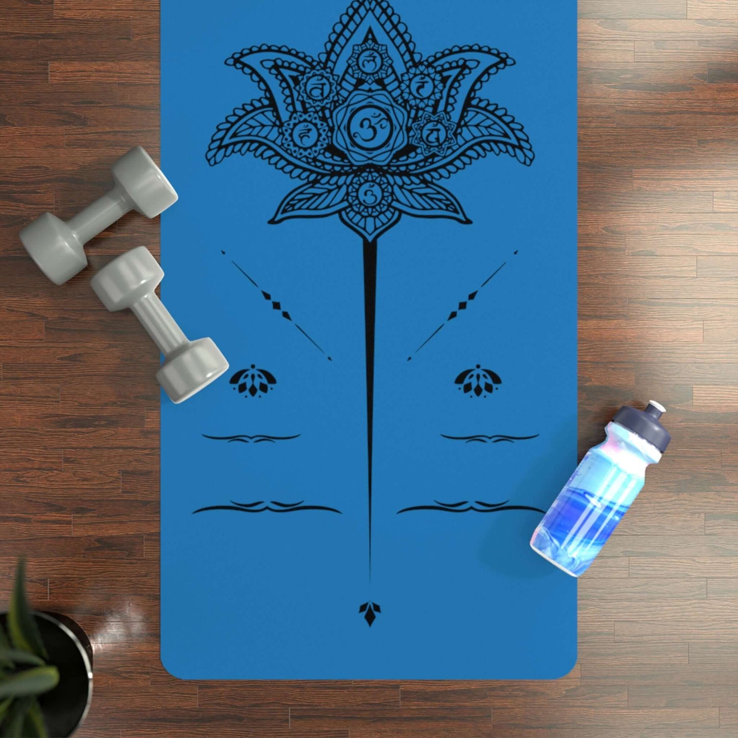 Yoga Mat For Men - Rubber Yoga Mat With Alignment System Blue