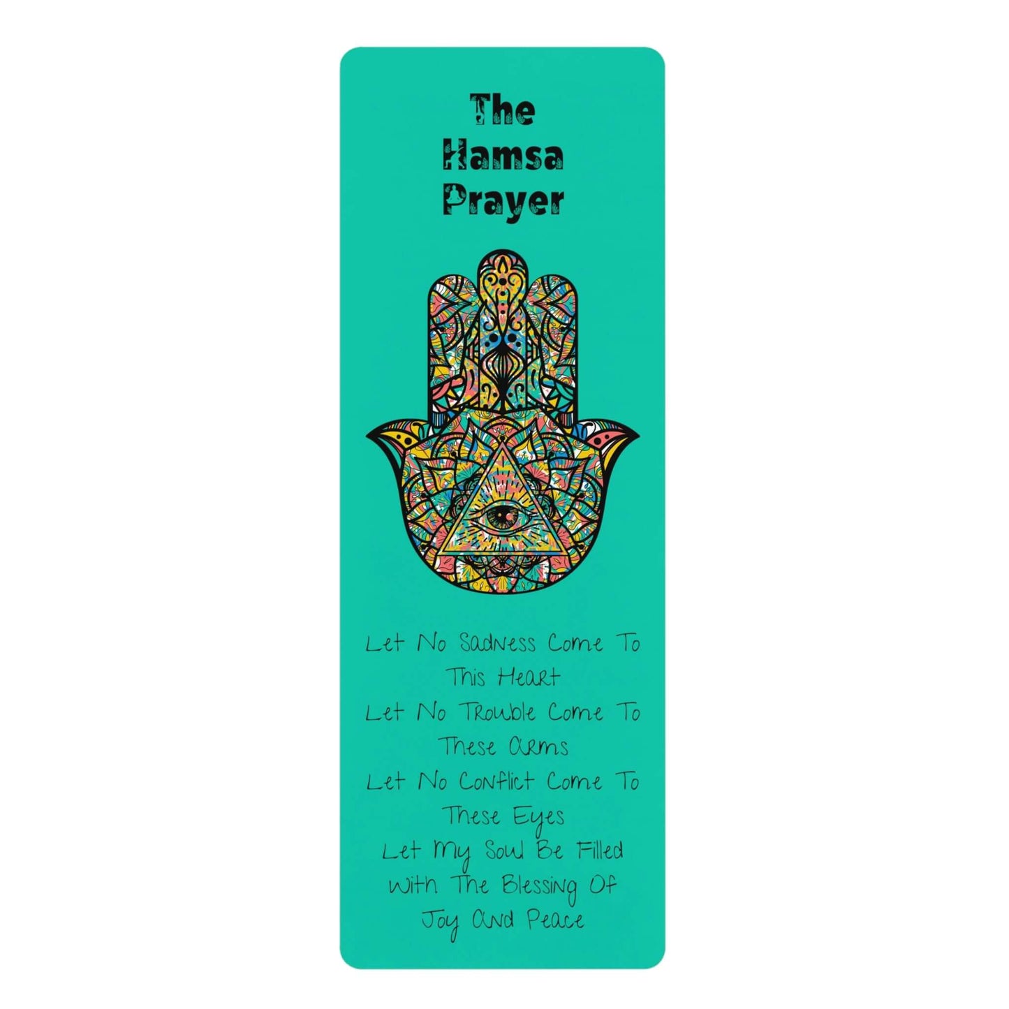 Rubber Yoga Mat - The Hamsa Prayer Design