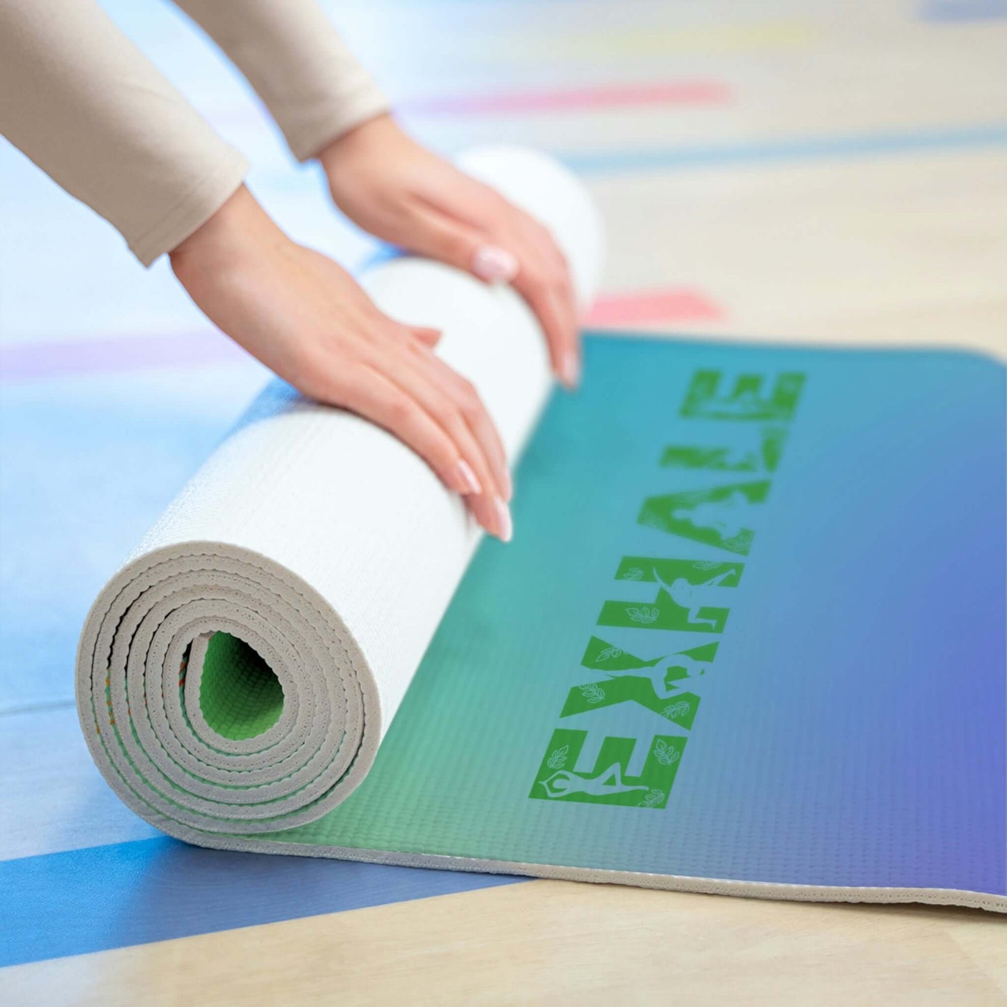 Foam Yoga Mat Inhale Exhale Chakra