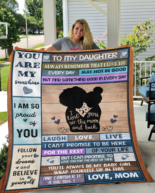 To My Daughter I Love You To The Moon And Back Blanket, Gift For Daughter, Throw Blanket Gift