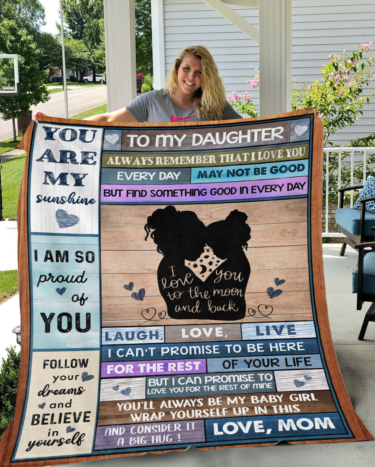 To My Daughter I Love You To The Moon And Back Blanket, Gift For Your Daughter, Your Little Girl, Throw Blanket